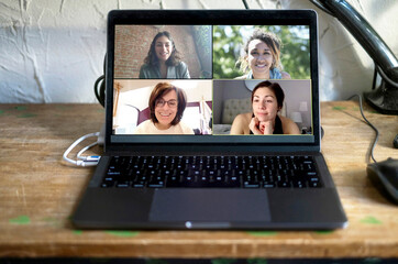 Virtual meeting or video conference of work colleagues or friends