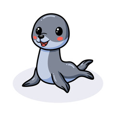 Cute little seal cartoon posing