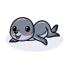 Cute little seal cartoon lying down