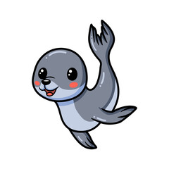 Fototapeta premium Cute little seal cartoon posing