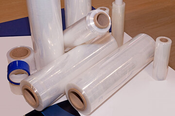 Plastic shrink wrap rolls - obrazy, fototapety, plakaty