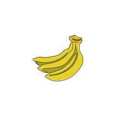 Single continuous line drawing whole bunch healthy organic bananas for orchard logo. Fresh summer tropical fruitage concept fruit garden icon. Modern one line draw design graphic vector illustration
