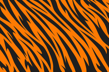 Pattern tiger stripes. Animal skin. Black and orange texture. Striped abstract background. Design template for banner, print, backdrop, textile, fabric, fashion clothes and bags. Vector illustration - 467807325