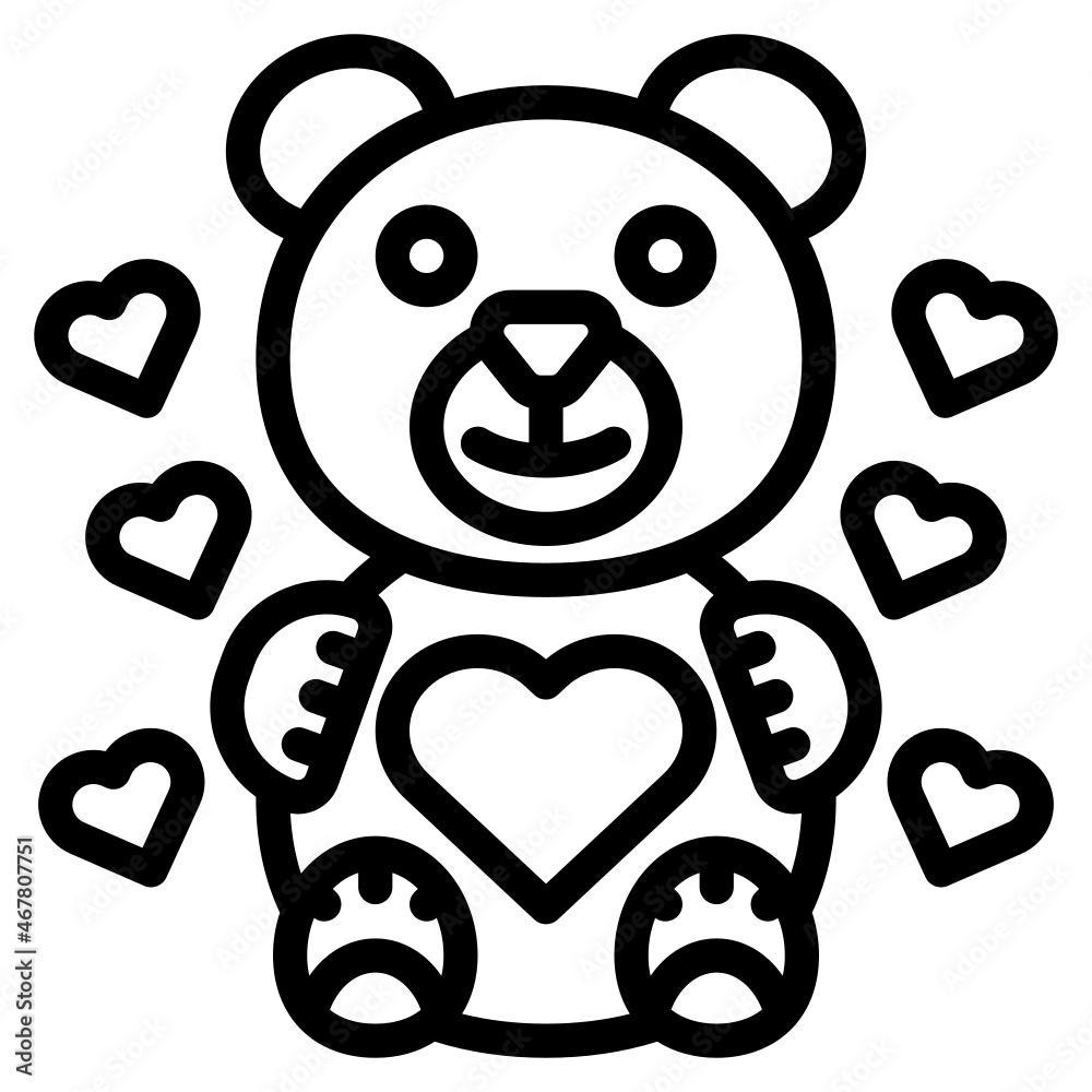 Sticker teddybear line icon