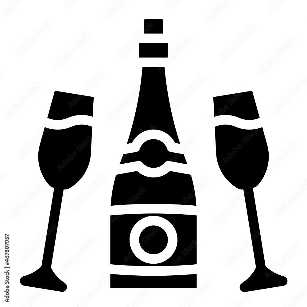 Sticker champagne glyph icon