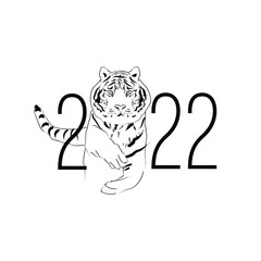 A tiger with the numbers of the year as a symbol of the year.