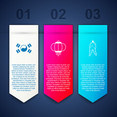 Set South Korea flag, Korean lantern and Ginseng root. Business infographic template. Vector