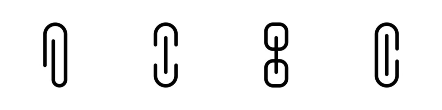 Conjunto de icono de clip. Bot&oacute;n de archivo adjunto. Concepto de archivador de documentos. Ilustraci&oacute;n vectorial