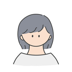 ボブヘアの女の子のバストアップアイコンイラスト