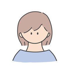 ボブヘアの女の子のバストアップアイコンイラスト
