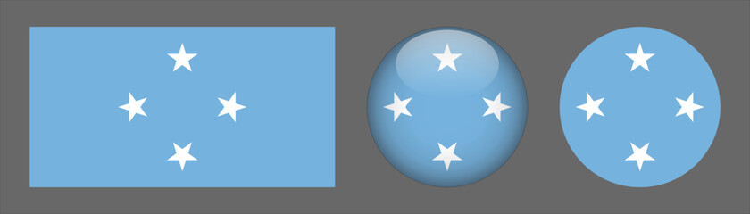 Micronesia flag set collection button flat rounded icon