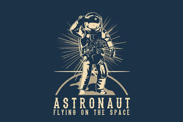 Astronaut flying on the space silhouette design