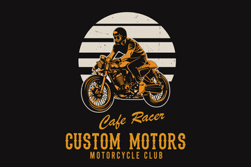 Cafe racer custom motors motorcycle club silhouette design - obrazy, fototapety, plakaty