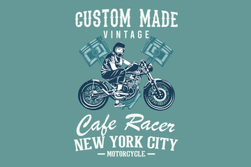 Custom made vintage cafe racer new york city silhouette design