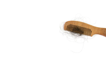 Hair loss, hair loss every day, serious problems and hair loss on a white background.