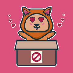 vector illustration of lion 
in the box