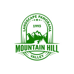 Fototapeta premium Mountain Hill Badge Logo stamp