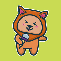 vector illustration of lion 
singing