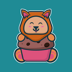 vector illustration of lion 
hug cake