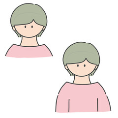 ショートヘアの女の子のバストアップアイコンイラスト