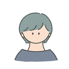 ショートヘアの女の子のバストアップアイコンイラスト