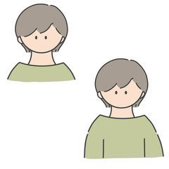 ショートヘアの女の子のバストアップアイコンイラスト