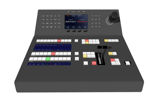 Switcher for  Video production and Streaming. Vision Mixer for Professional Broadcast. Control Panel of  Technical Director. Tool of Multi camera System.