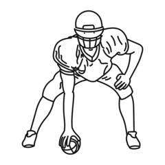 black striped illustration of american football player in action