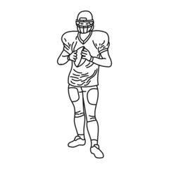 black striped illustration of american football player in action