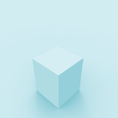 Abstract 3d blue cube and box podium minimal scene studio background.