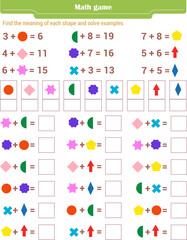  Math game for children. Find the meaning 