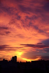 dramatic Sunset sky range beautiful landscape dusk golden time vibrant sky. Beautiful landscape vivids panorama scenery dawn dramatic sky timelapse. Sunrise landscape golden sky sunlight