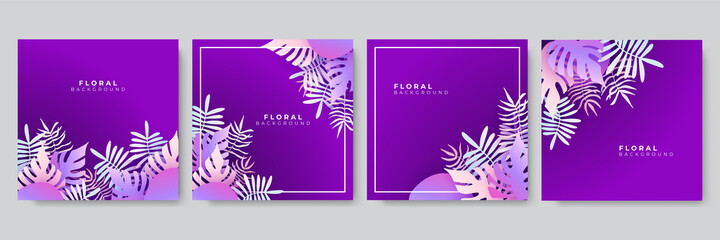 Colorful trendy gradient vivid vibrant floral universal artistic templates. Good for greeting cards, invitations, flyers and other graphic design.