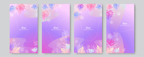 Obraz na płótnie Canvas Trendy abstract post story art templates with colorful gradient floral and geometric elements. Suitable for social media posts, mobile apps, banners design and web/internet ads. Fashion backgrounds.
