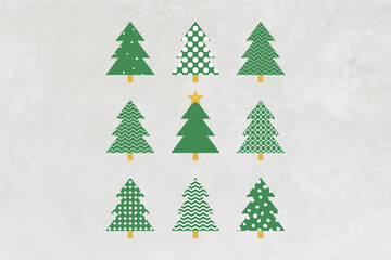 Christmas card background with abstract Christmas tree design. Modern Christmas greeting card.