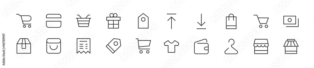 Canvas Prints set of shopping line icons.