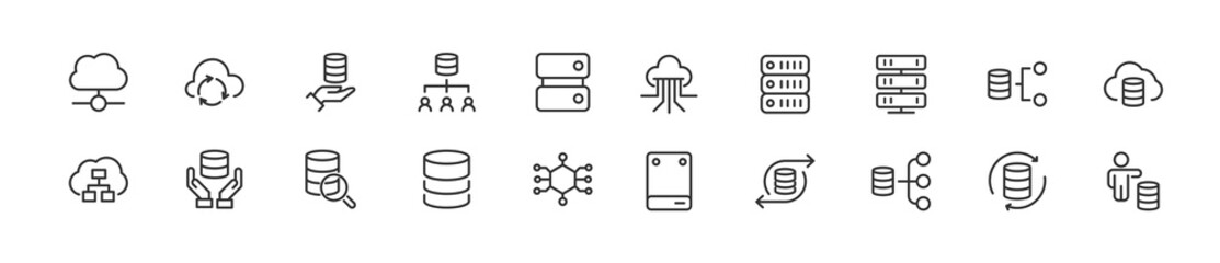 Pack of line database icons.