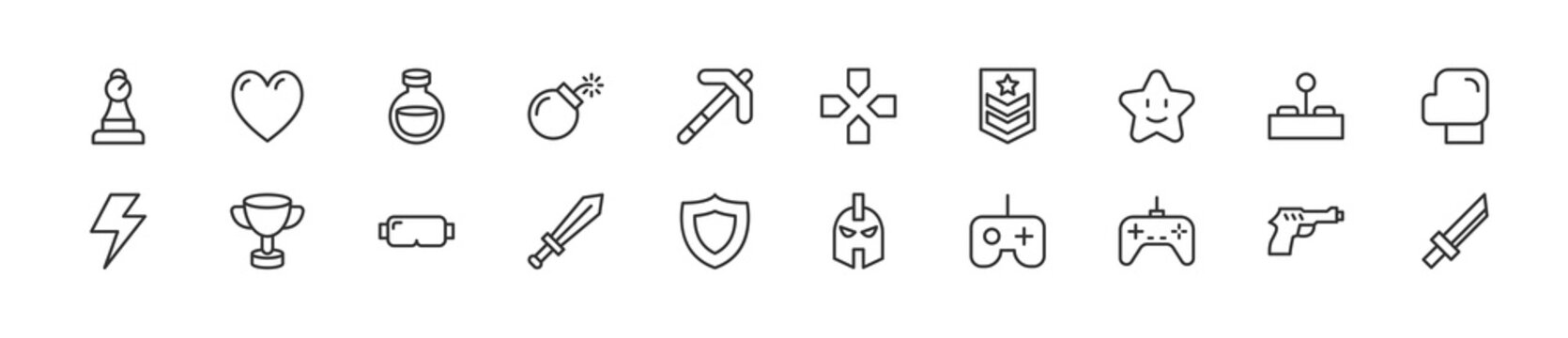 Pack Of Line Game Icons.