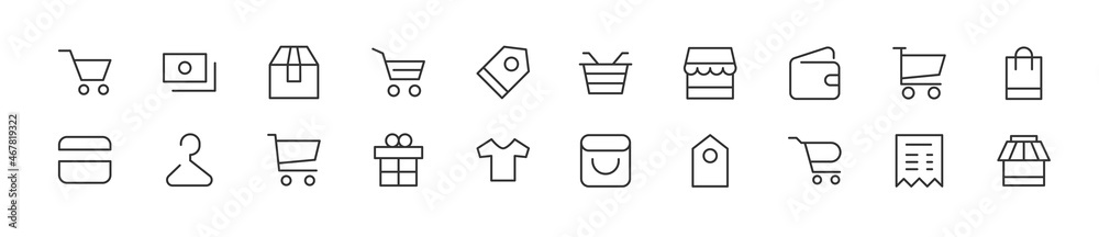 Wall mural Pack of line supermarket icons.