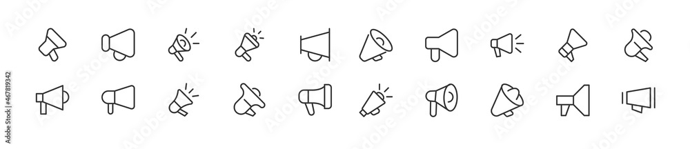 Canvas Prints linear icon set of loudspeaker.