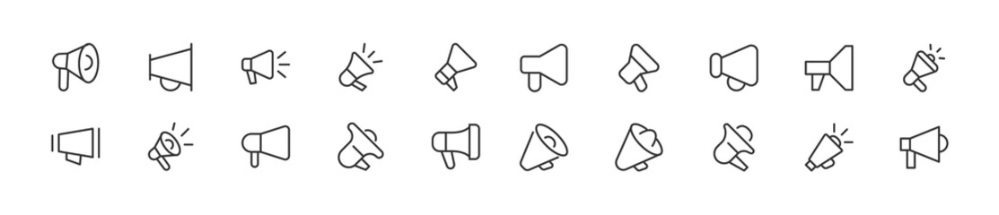 Set of announcement line icons.