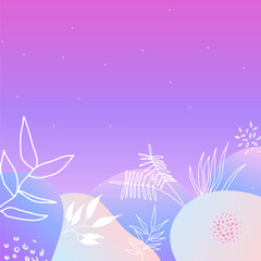 Colorful trendy abstract organic floral minimalist art design background with gradient vivid vibrant color. Pink, pastel color, blue, soft color floral background. Beauty fashion banners design.