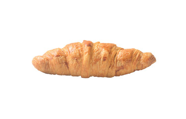 French delicious croissant isolated on white background, crisp pastry bread