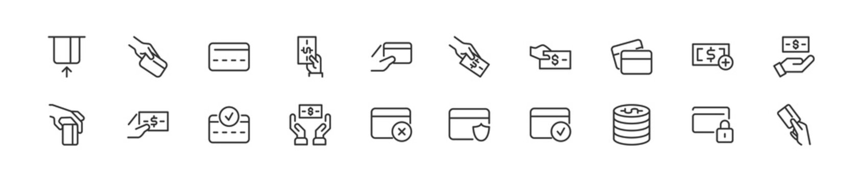 Editable vector pack of credit line icons.