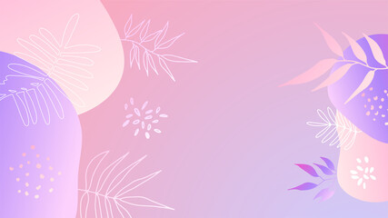 Colorful trendy abstract organic floral minimalist art design background with gradient vivid vibrant color. Pink, pastel color, blue, soft color floral background. Beauty fashion banners design.