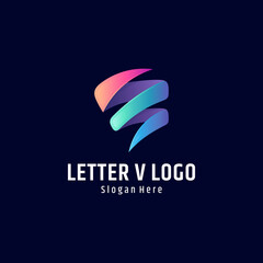 ribbon letter V logo with multiple gradient colors