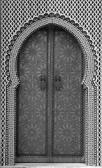 The traditional and handcrafted door in Morocco in black and white