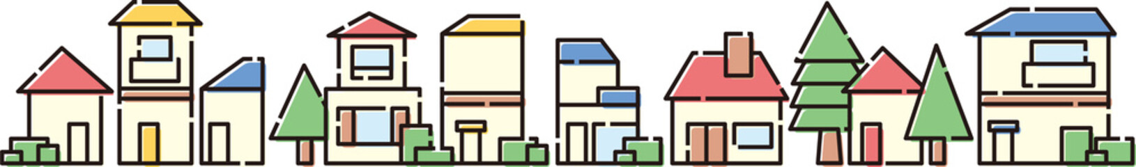 並ぶ家（ビビットカラー）