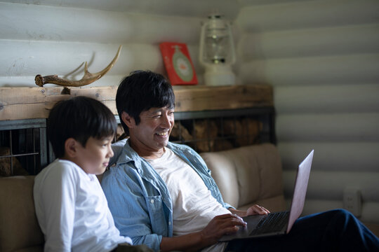 Father and Son Watching PC
