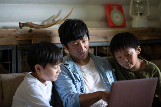 Father and Son Watching PC